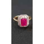 18CT GOLD RUBY AND DIAMOND RING 1.5 CARAT RUBY AND 0.5 CARAT OF DIAMONDS