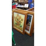 2 PINE FRAMED PRINTS