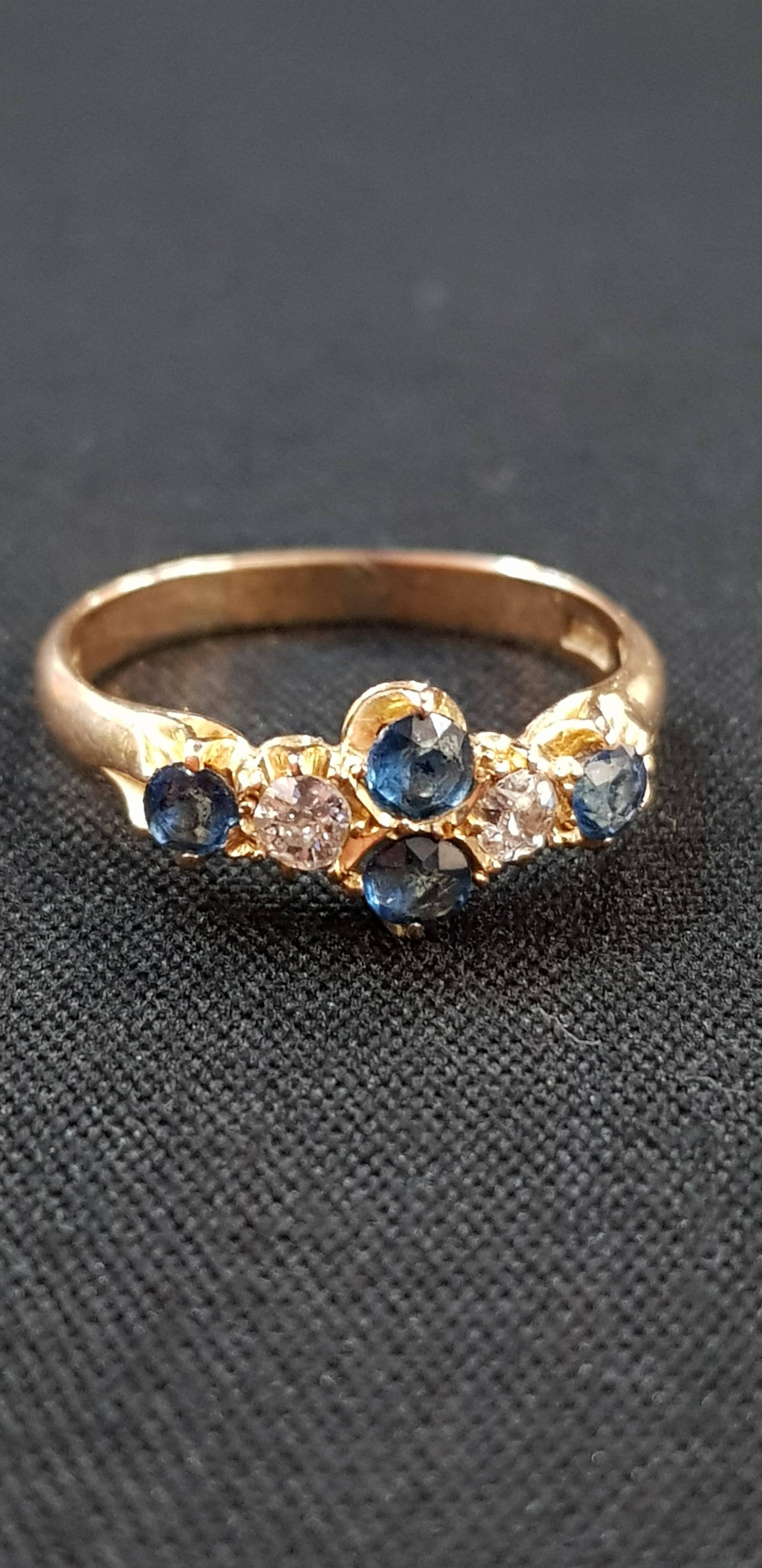 ANTIQUE 18CT GOLD SAPPHIRE AND DIAMOND RING