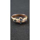 ANTIQUE 18CT GOLD SAPPHIRE AND DIAMOND RING