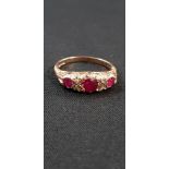 9CT GOLD RUBY AND DIAMOND RING