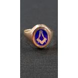 9CT GOLD MASONIC SWIVEL RING