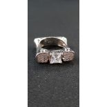 HEAVY SILVER SOLITAIRE CLUSTER RING