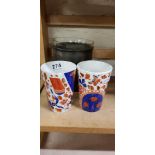 IMARI BEAKERS AND UNUSUAL VASE