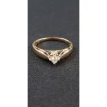 9CT GOLD AND SINGLE STONE DIAMOND RING - 2 GRAMS