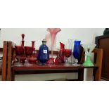 SHELF LOT OF COLURED GLASS