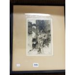 PAIR OF BLACK FRAMED BLACK AND WHITE ETCHINGS