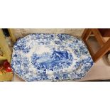 ANTIQUE BLUE AND WHITE PLATTER