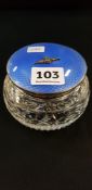 SILVER TOPPED AND ENAMEL 'ROYAL NAVY' DRESSING TABLE JAR