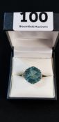 LARGE SILVER BLUE TOPAZ RING