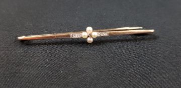 ANTIQUE 14CT GOLD DIAMOND AND SEED PEARL BROOCH