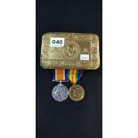 PRINCESS MARY TIN AND 2 WW1 MEDALS - 18-1414 PTE.K.S.MCKIBBIN R.IR.RIFLES