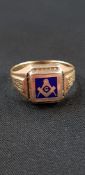 9CT GOLD MASONIC RING CIRCA 5.4 GRAMS