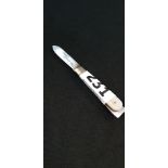 HALLMARKED SILVER AND MOTHER OF PEARL FRUIT KNIFE