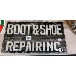 VINTAGE GLASS ADVERT - BOOT AND SHOE REPAIRING