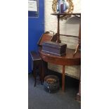 QUANTITY OF FURNITURE, 2 SIDE TABLES, SUTHERLAND TABLE, COAL SCUTTLE AND DOCUMENT BOX WITH