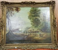 ANTIQUE OIL ON CANVAS BY VAN DER LEYDEN 19.5' (HEIGHT) X 23' (WIDTH) - THE SMUGGLERS