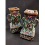 PAIR OF ANTIQUE CLOISONNE VASES 6'