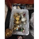 BOX OF OIL LAMP BASES ETC