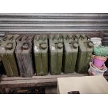 6 JERRY CANS AND QUANTITY OF FLOWER POTS