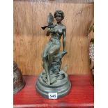 ART DECO NUDE BRONZE LADY ON MARBLE PLINTH