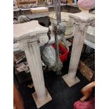 PAIR OF CORINTHIAN PILLARS AND LARGE BIRD FIGURE