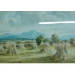 GEORGE FARRELL - WATERCOLOUR - HARVEST TIME IN THE MOURNES