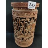 CARVED ORIENTAL BRUSH POT