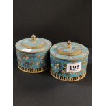 PAIR OF ANTIQUE CLOISONNE INKWELLS