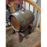 SMALL OAK BARRELL ON STAND