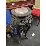 ANTIQUE CARVED CHERRYWOOD PLANT STAND