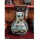 ANTIQUE CLOISONNE 2 HANDLED VASE 32CM