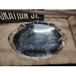 LARGE SILER PLATED TRAY INSCRIBED 'PRESENTED TO MR & MRS FRED MARTIN BY THE CLIFTONVILLE