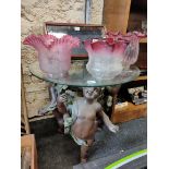 GLASS TOPPED OCCASIONAL TABLE