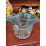 VICTORIAN BLUE OIL LAMP SHADE 18CM