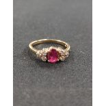 9CT GOLD RUBY AND DIAMOND RING