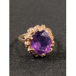 9CT GOLD AMETHYST RING