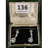 PAIR OF 18CT GOLD DIAMOND AND TORQUOISE EARRINGS