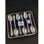 CASED SET OF 6 SILVER GOLFING TEASPOONS