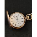 EXTREMELY RARE 9CT GOLD HUNTING CASE QUARTER REPEATING WITH CALENDAR POCKET WATCH