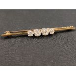 ANTIQUE 18CT GOLD AND 4 STONE DIAMOND BROOCH WITH OLD ROSE CUT DIAMONDS