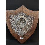 LARGE ANTIQUE SILVER FRONTED FOOTBALLING SHIELD