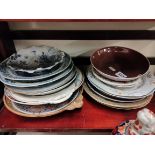 SHELF LOT OF ORIENTAL AND OTHER PLATES