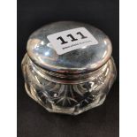 ANTIQUE SILVER TOPPED GLASS POT