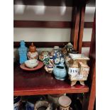 SHELF LOT OF MINIATURE CERAMICS TO INCLUDE ORIENTAL