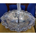 GORGEOUS LARGE VICTORIAN SILVER PLATE BASKET HEAVILY DECORATED WITH EMBOSSED/ENGRAVED FLOWERS AND