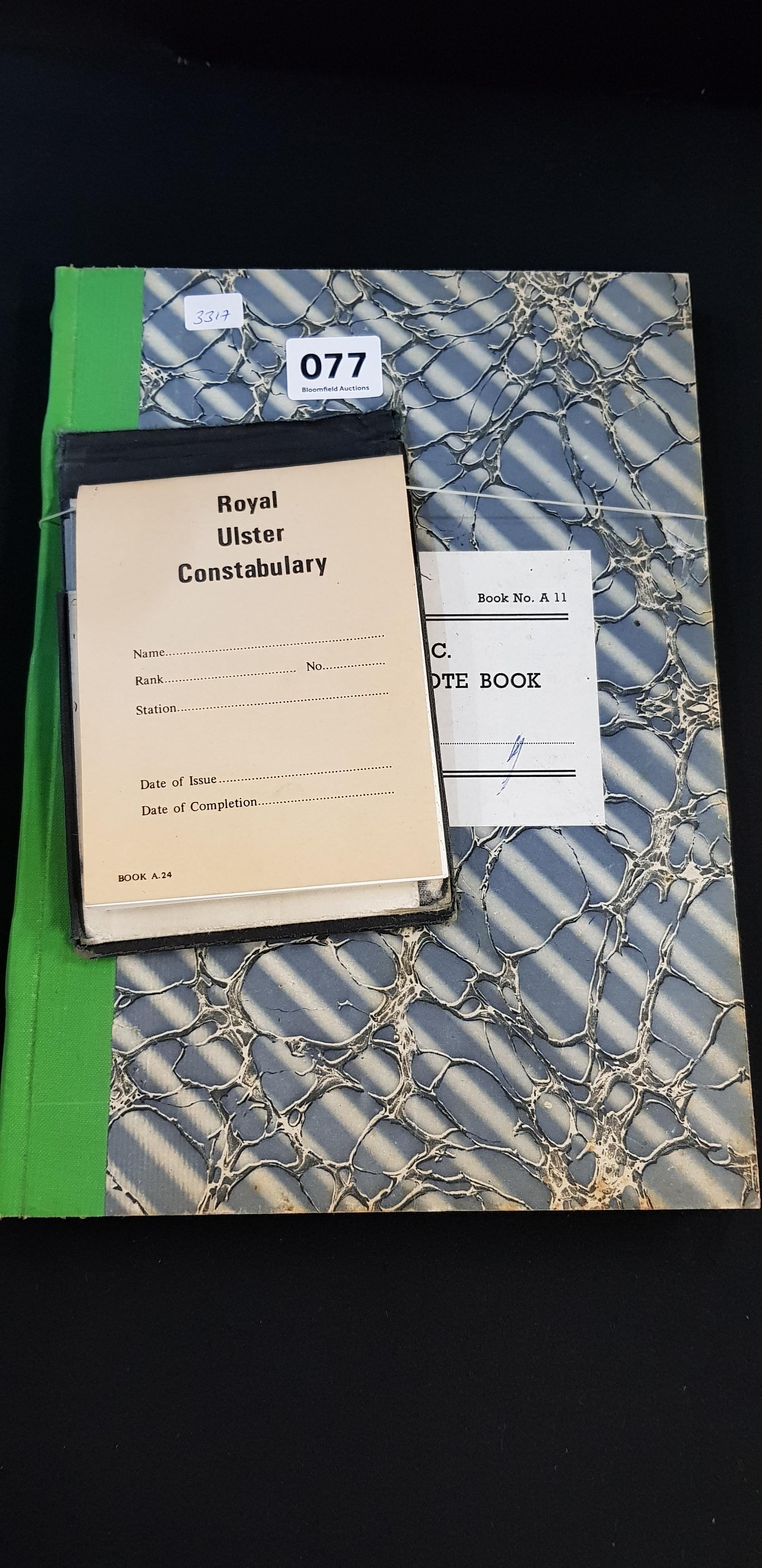 RUC STATION NOTEBOOK (NO A11) AND CONSTABLE NOTEBOOK ETC
