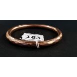 9CT ROSE GOLD BANGLE CIRCA 18.8G