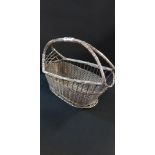 STUNNING BASKET WAVE WINE BOTTLE HOLDER SILVER PLATED CIRCA MID 20TH CENTURY