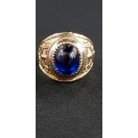 9CT GOLD BLUE STONE COLLEGE RING